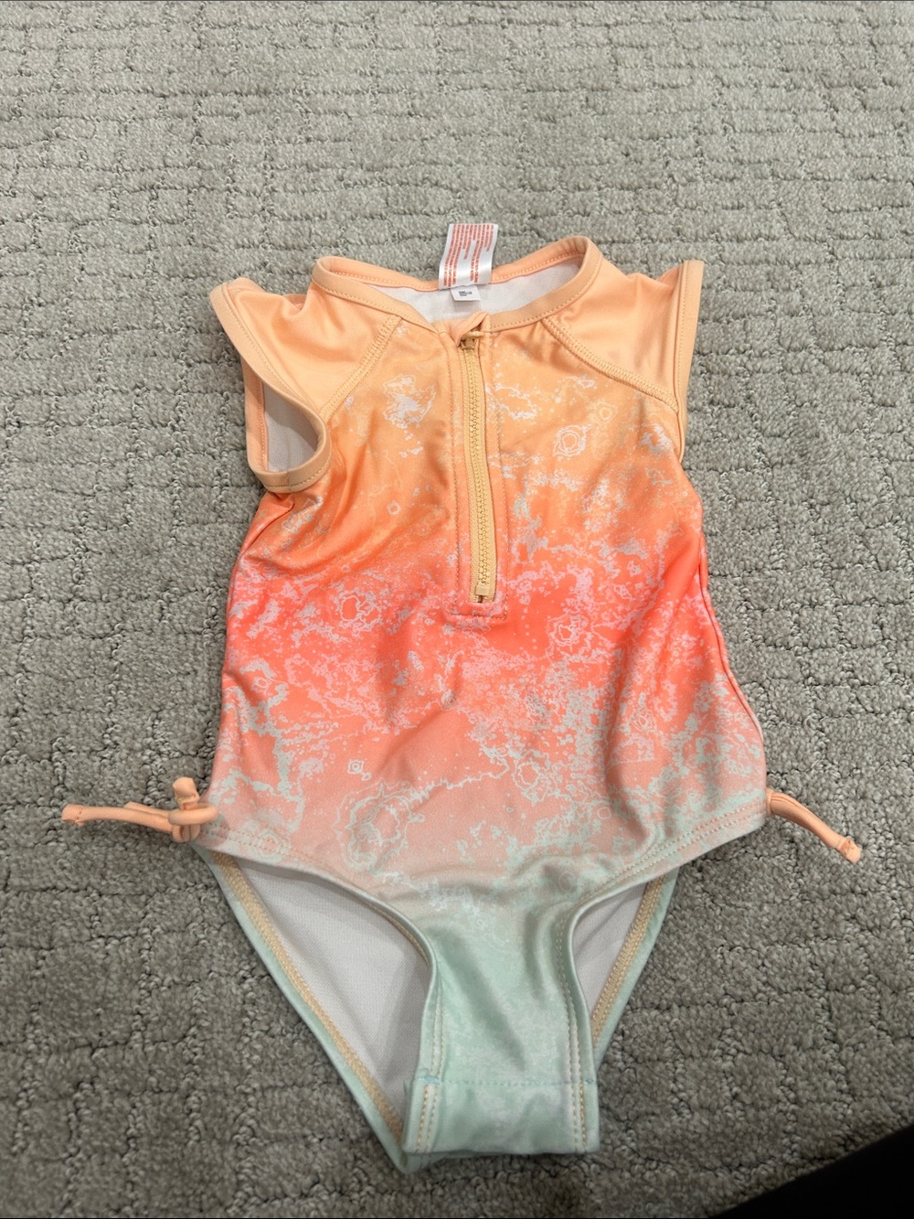 Cat & Jack Girls Ombre Peach to Mint One-Piece Swimsuit